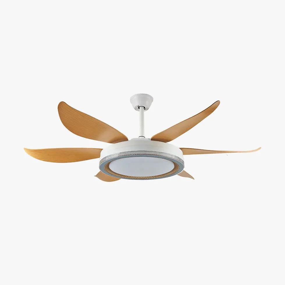 Wood Grain Blades White Body Fan Light - Clowas