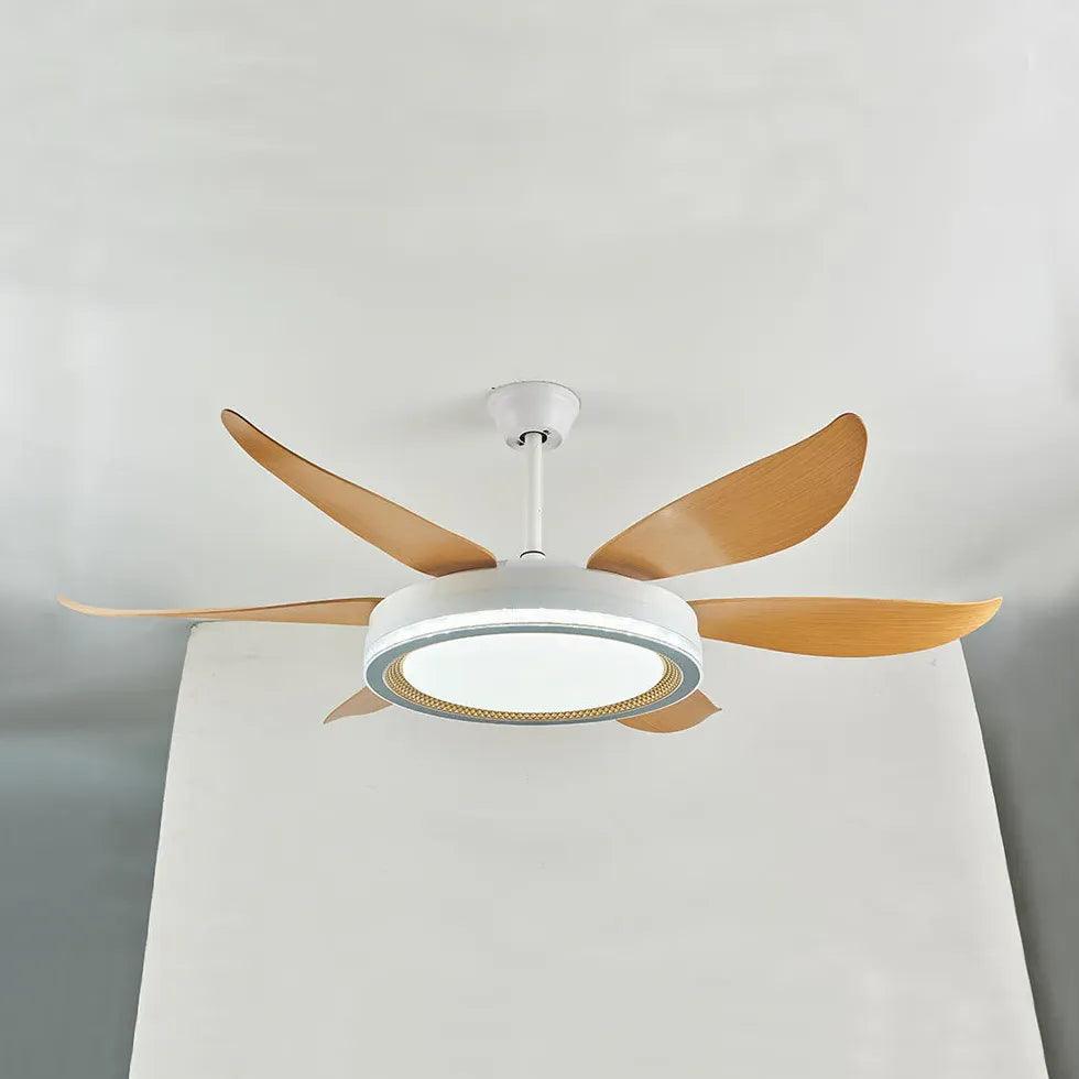 Wood Grain Blades White Body Fan Light - Clowas