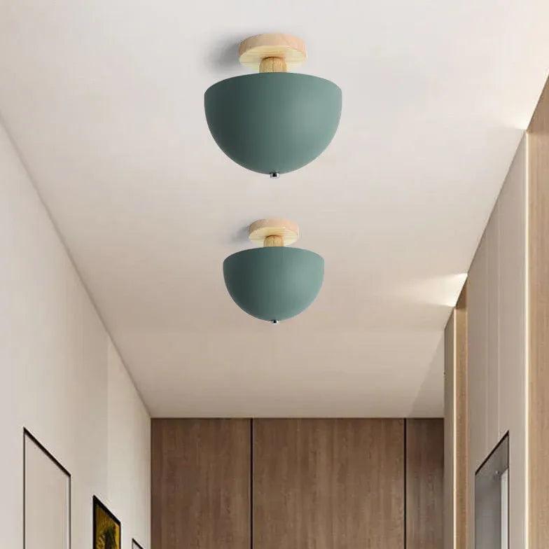 Hemispherical Corridor Wooden Ceiling Light - Clowas