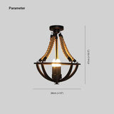 Hemispherical Metal Frame Black Vintage Pendant Light - Clowas