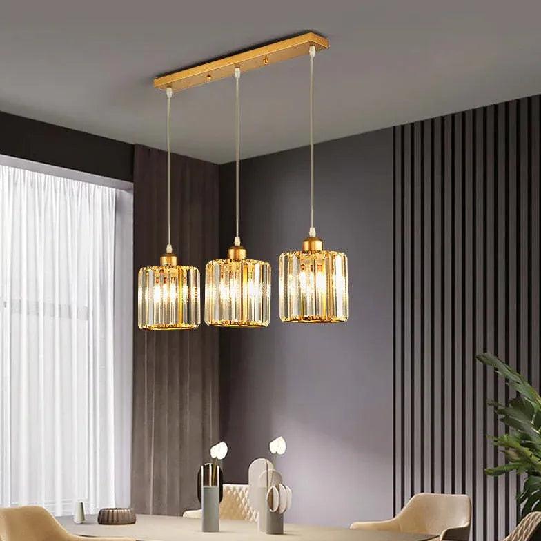 Transparent Cylindrical Glass Pendant Light - Clowas