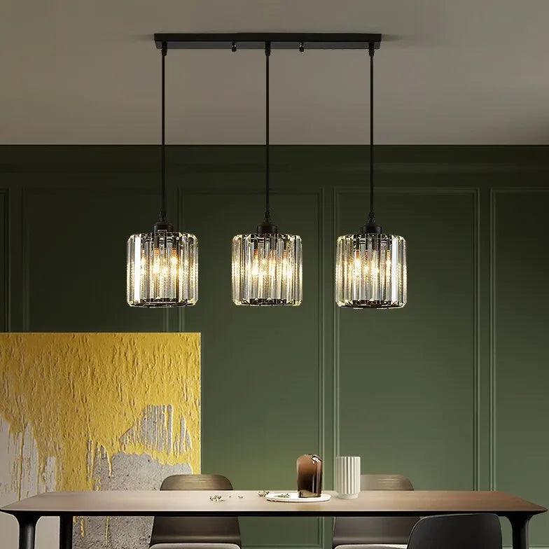 Transparent Cylindrical Glass Pendant Light - Clowas
