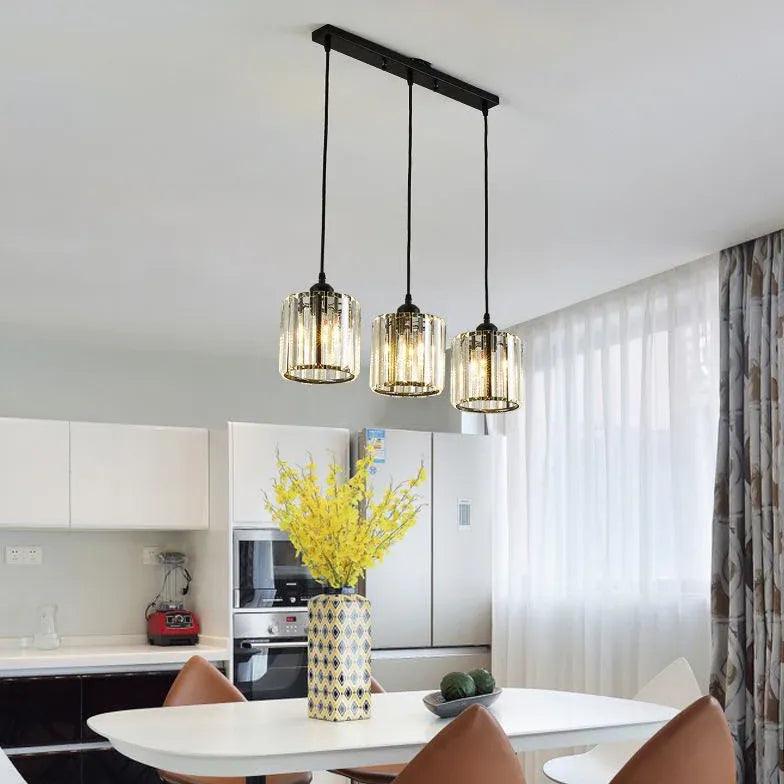 Transparent Cylindrical Glass Pendant Light - Clowas