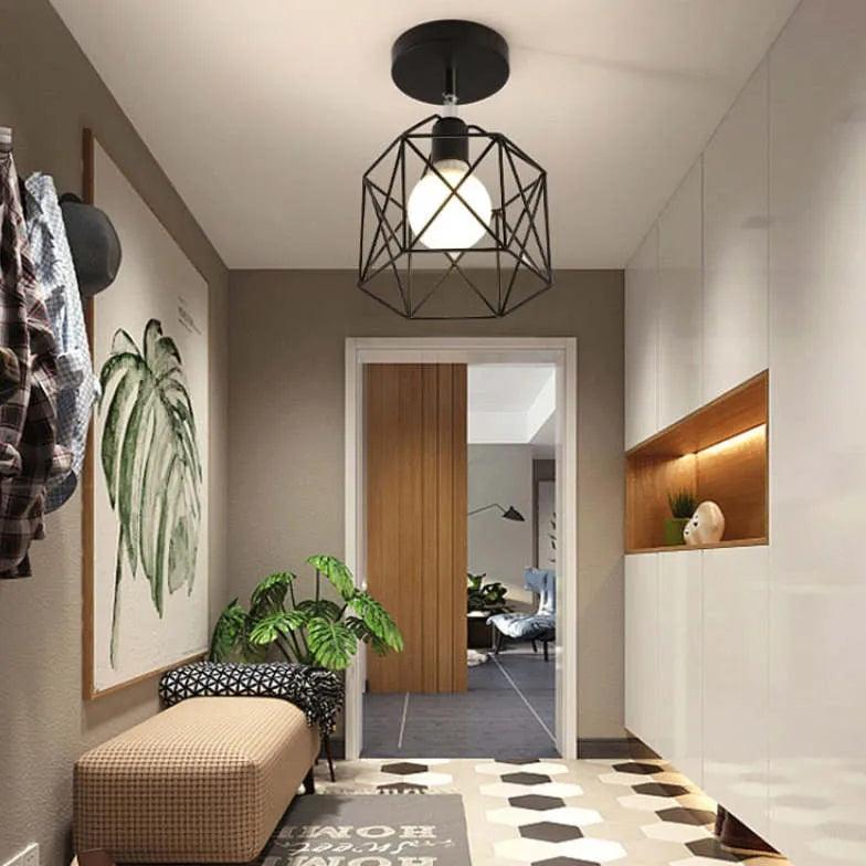 Geometric Metal Frame Black Modern Ceiling Light - Clowas