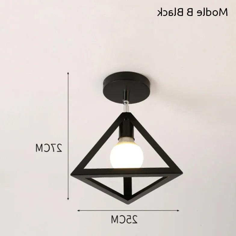 Geometric Metal Frame Black Modern Ceiling Light - Clowas