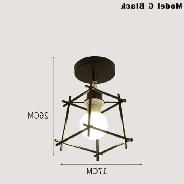 Geometric Metal Frame Black Modern Ceiling Light - Clowas