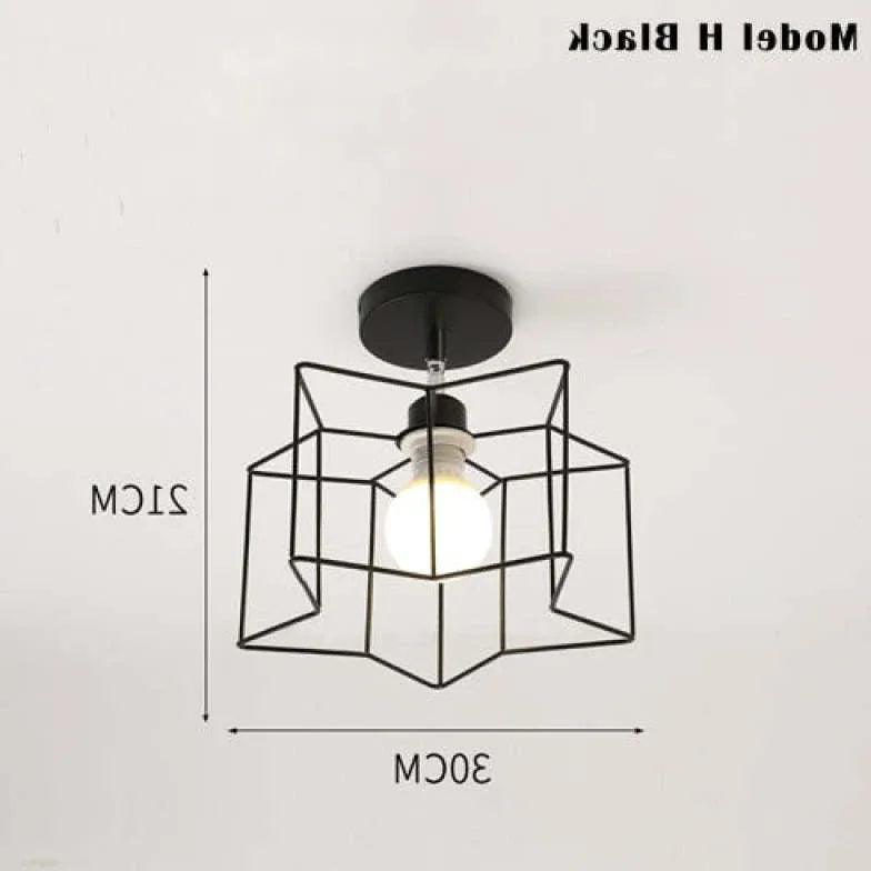 Geometric Metal Frame Black Modern Ceiling Light - Clowas