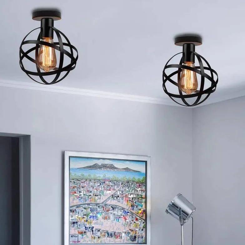 Black Spherical Cage Industrial Ceiling Light - Clowas
