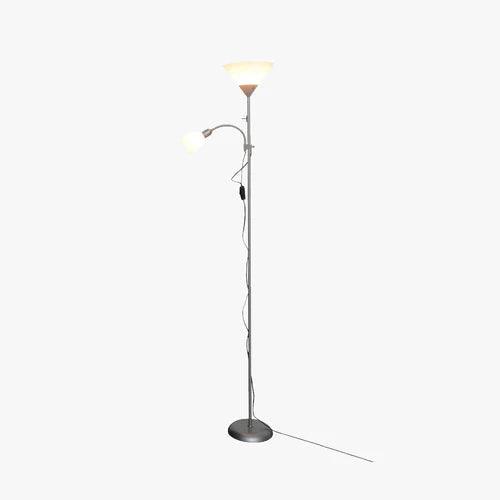 White Dual-Light Upright Plug-In Floor Lamp - Clowas