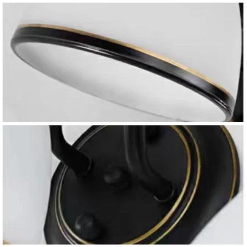 Dual-Arm Black and White Minimalist Round Wall Lamp - Clowas