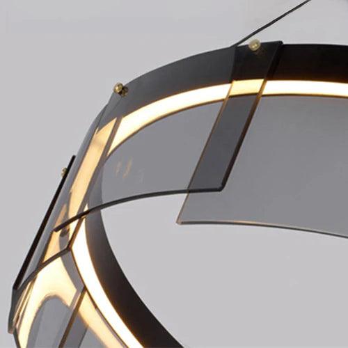 Black Glass Circle Living Room Pendant Light - Clowas