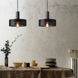 Industrial Black Clear Glass Pendant Light