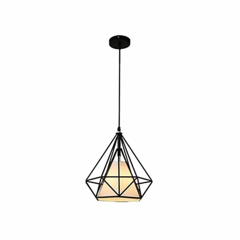 Diamond-Shaped Black Metal Industrial Pendant Light - Clowas