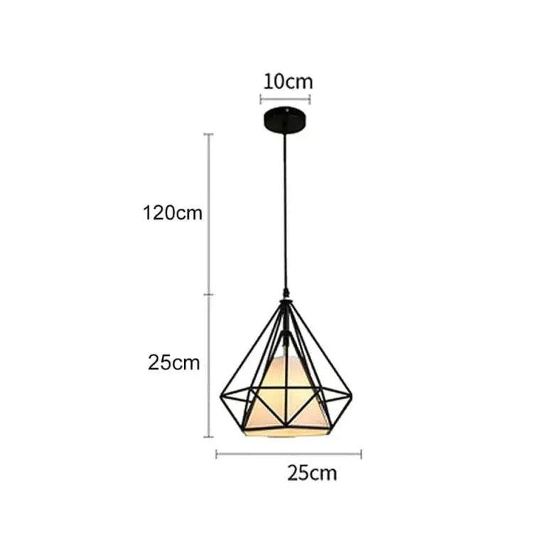 Diamond-Shaped Black Metal Industrial Pendant Light - Clowas