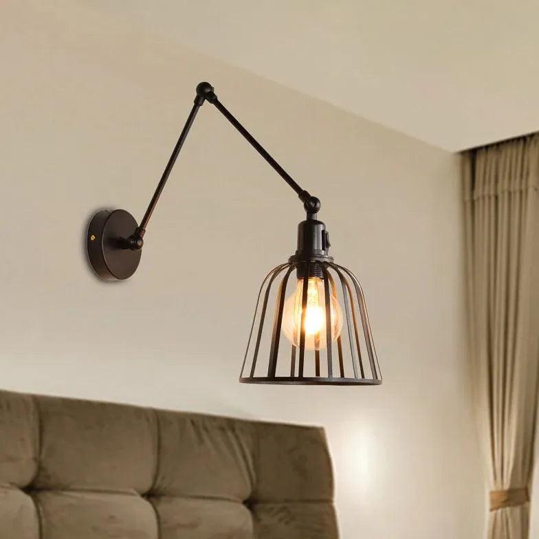 Iron lampshade Adjustable Industrial  Black Wall Lamps - Clowas