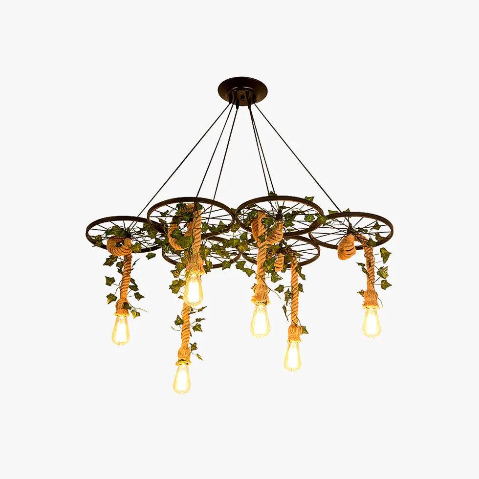 Iron Ring Hemp Rope Black Industrial Chandelier - Clowas