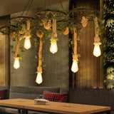 Iron Ring Hemp Rope Black Industrial Chandelier - Clowas