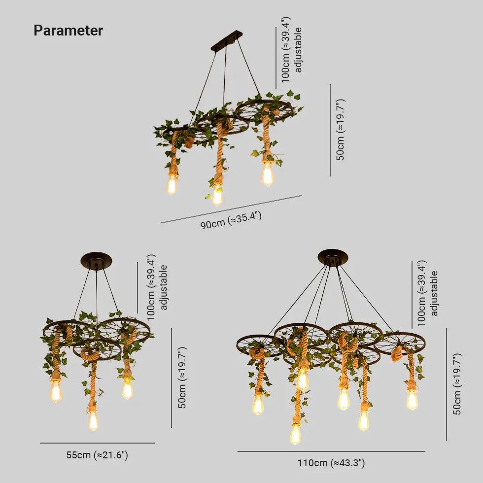 Iron Ring Hemp Rope Black Industrial Chandelier - Clowas