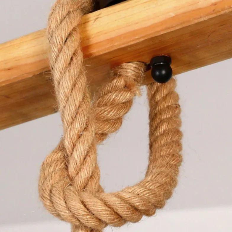 Iron Ring Hemp Rope Black Industrial Chandelier - Clowas