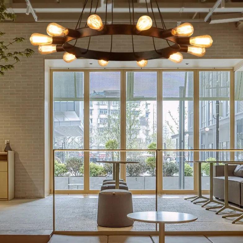 Iron Ring Light Bulb LED Vintage Chandelier - Clowas