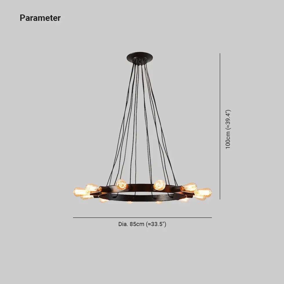 Iron Ring Light Bulb LED Vintage Chandelier - Clowas