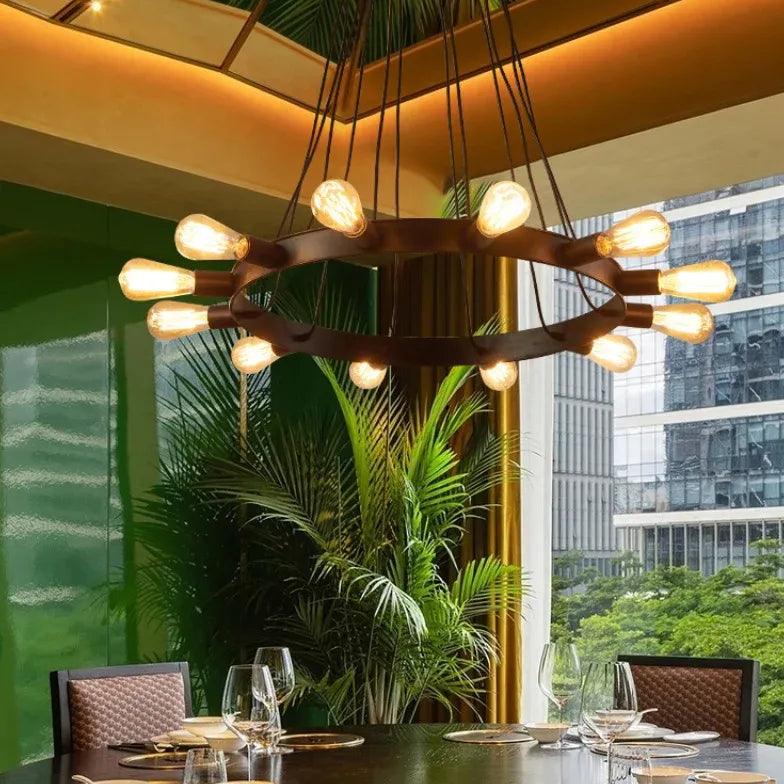 Iron Ring Light Bulb LED Vintage Chandelier - Clowas