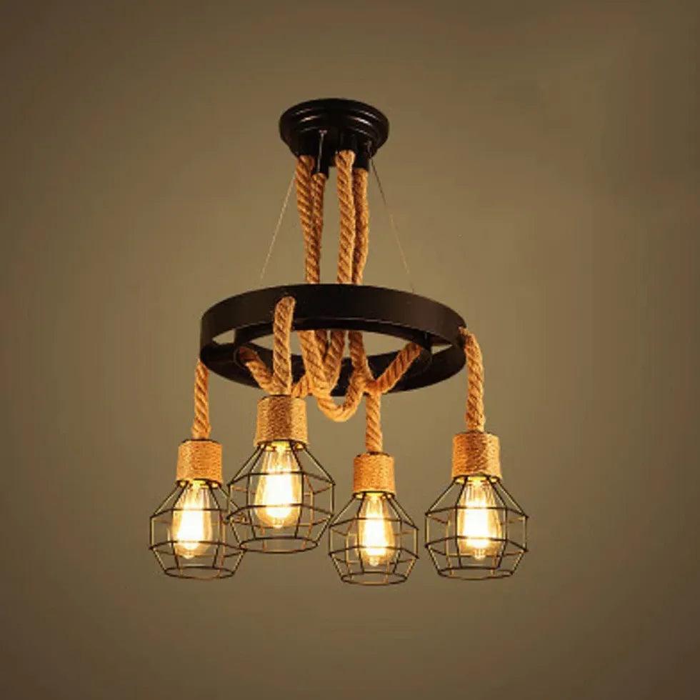 Iron Rope Black Industrial Chandelier - Clowas