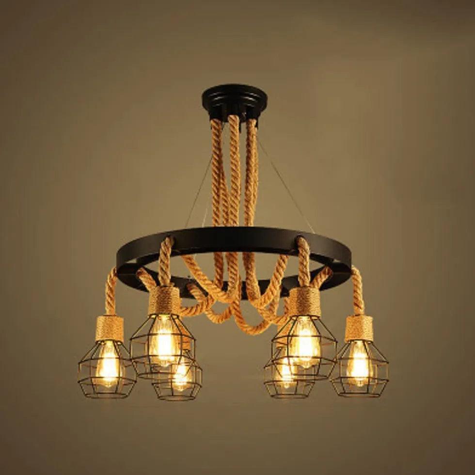Iron Rope Black Industrial Chandelier - Clowas