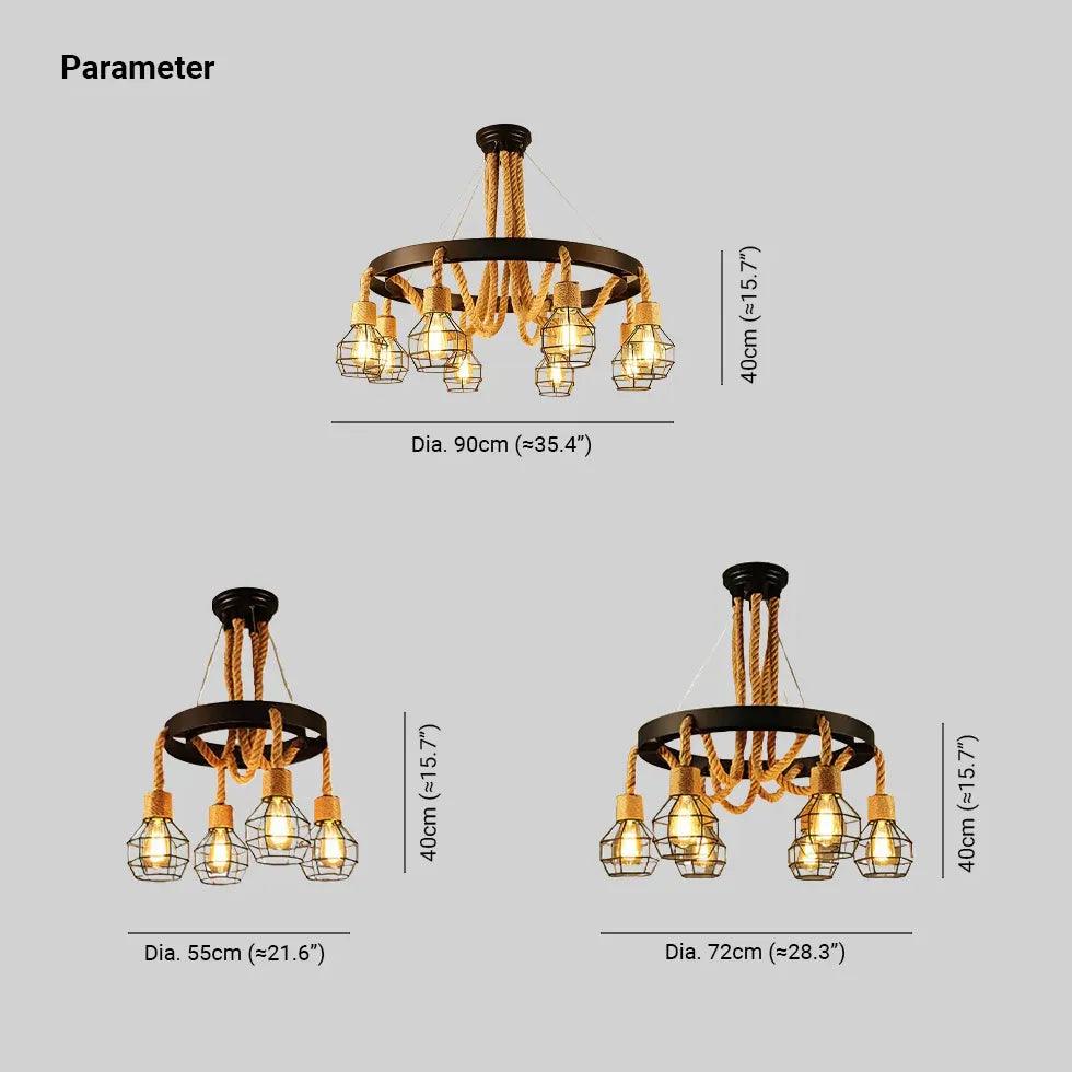 Iron Rope Black Industrial Chandelier - Clowas