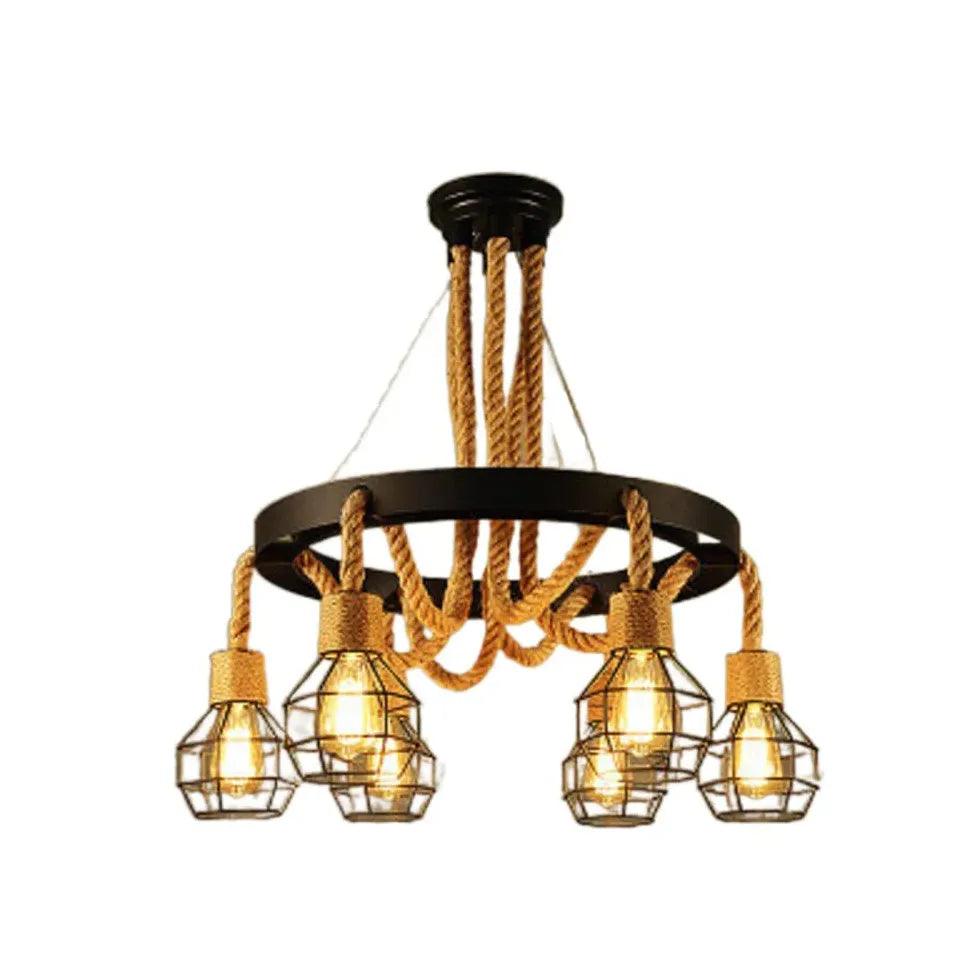 Iron Rope Black Industrial Chandelier - Clowas