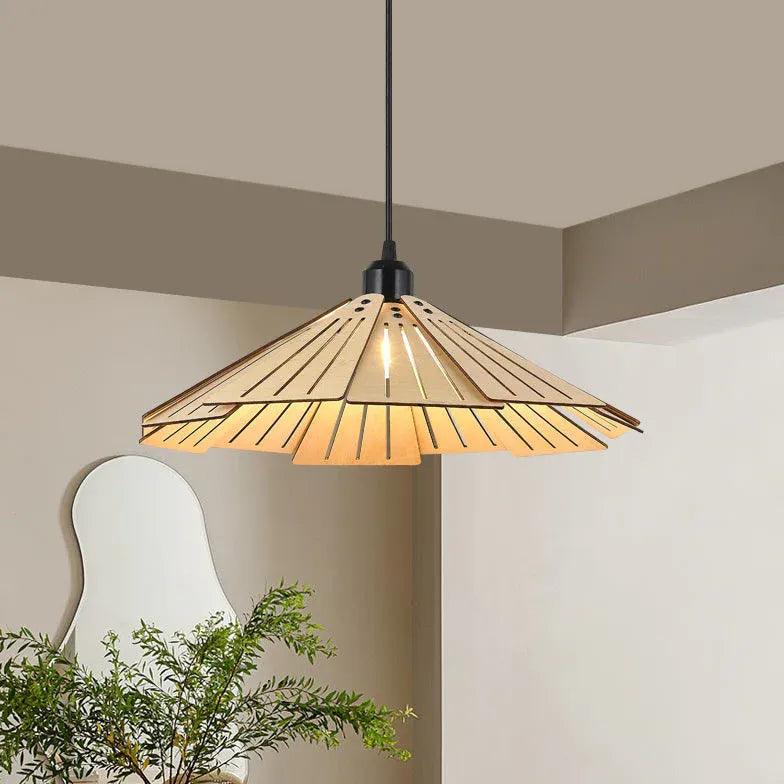 Iron Umbrella Dining Room Wooden Pendant Light - Clowas