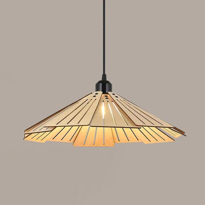Iron Umbrella Dining Room Wooden Pendant Light - Clowas