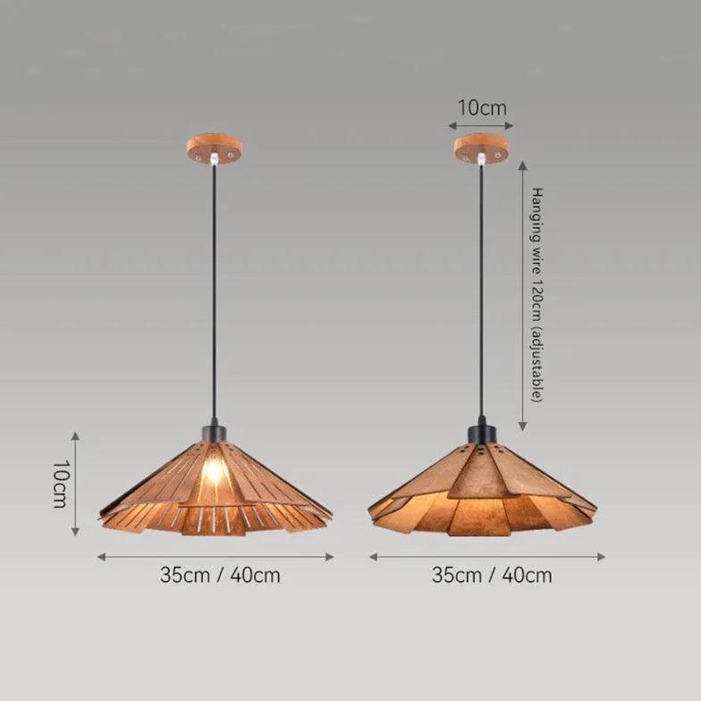 Iron Umbrella Dining Room Wooden Pendant Light - Clowas