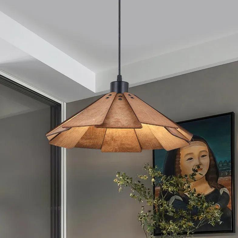 Iron Umbrella Dining Room Wooden Pendant Light - Clowas