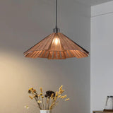 Iron Umbrella Dining Room Wooden Pendant Light - Clowas