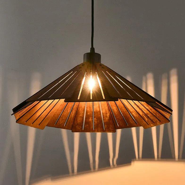 Iron Umbrella Dining Room Wooden Pendant Light - Clowas