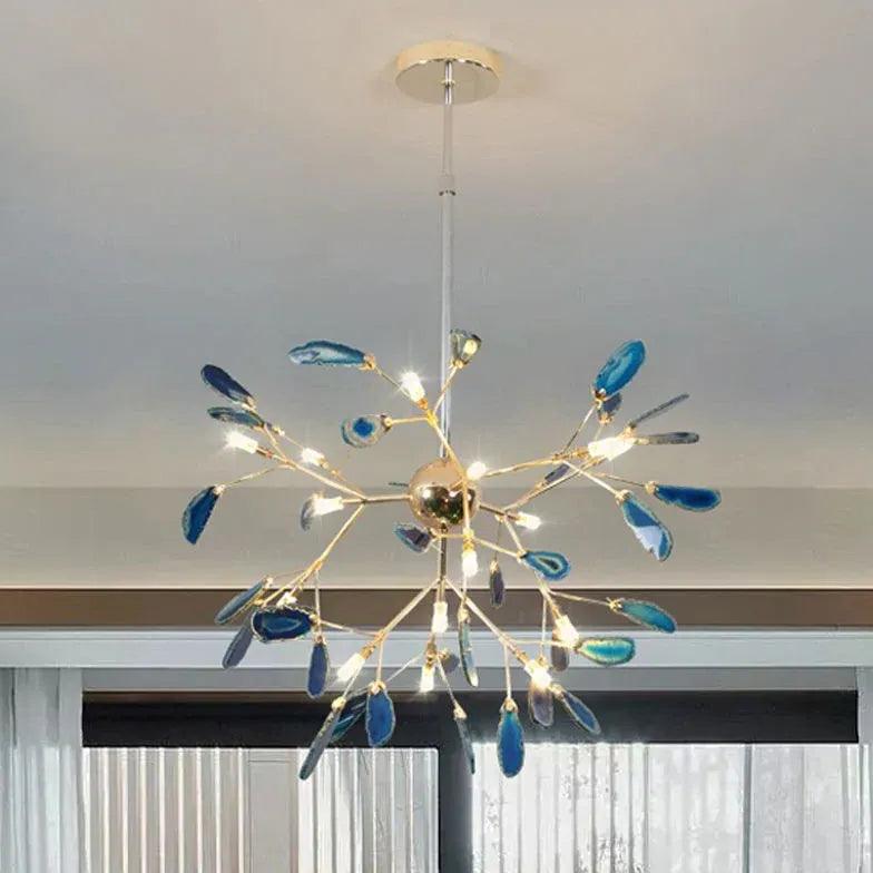 Blue Bedroom with Agate Decor Modern Chandelier - Clowas