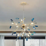 Blue Bedroom with Agate Decor Modern Chandelier - Clowas