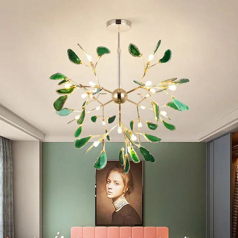 Blue Bedroom with Agate Decor Modern Chandelier - Clowas