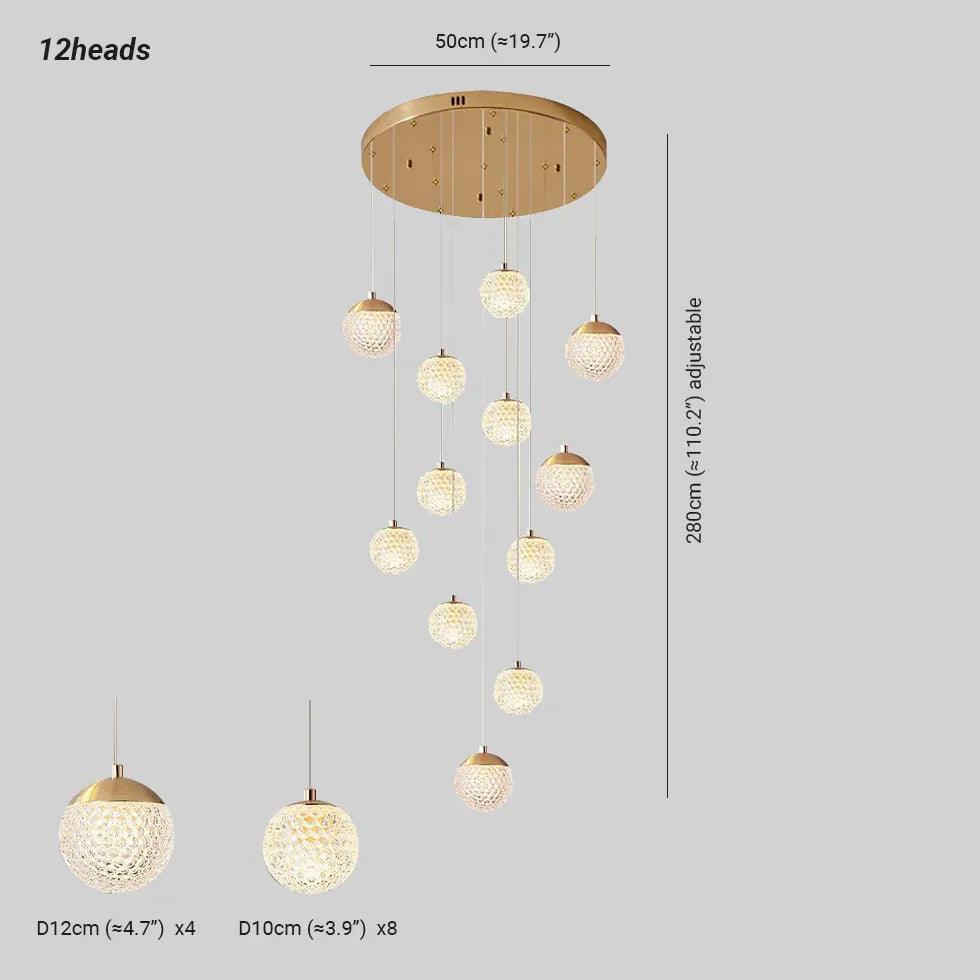 Spherical Multi-Head Luxury Hall Pendant Light - Clowas