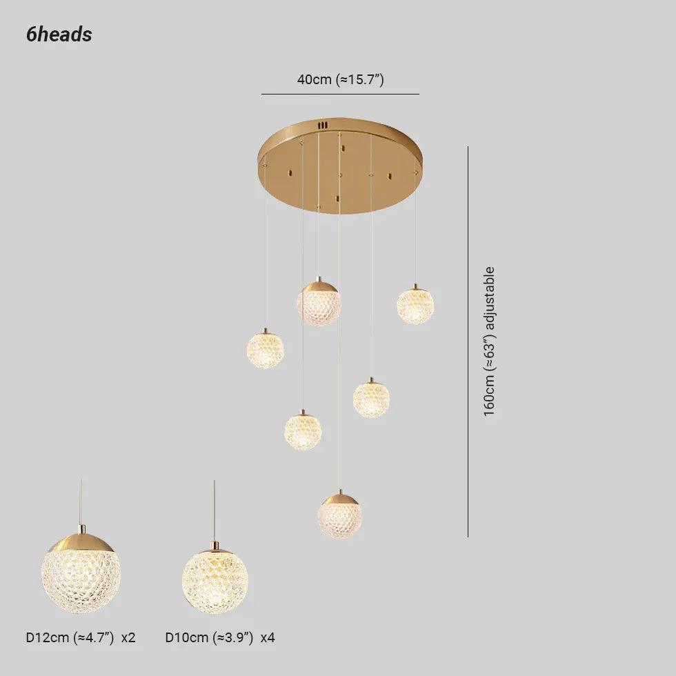 Spherical Multi-Head Luxury Hall Pendant Light - Clowas