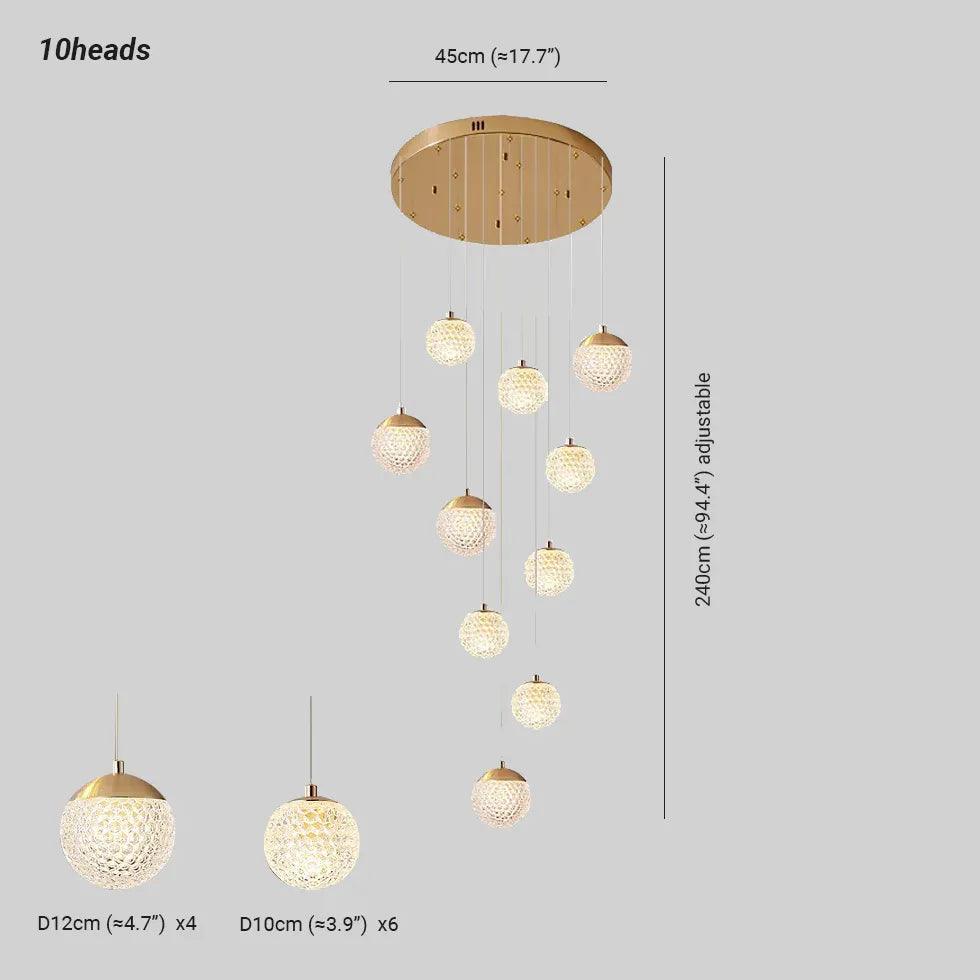 Spherical Multi-Head Luxury Hall Pendant Light - Clowas