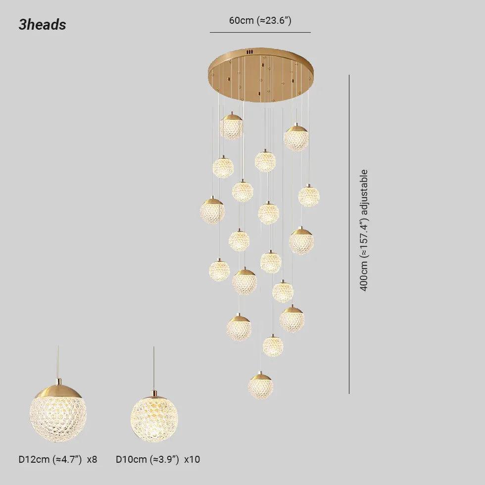 Spherical Multi-Head Luxury Hall Pendant Light - Clowas