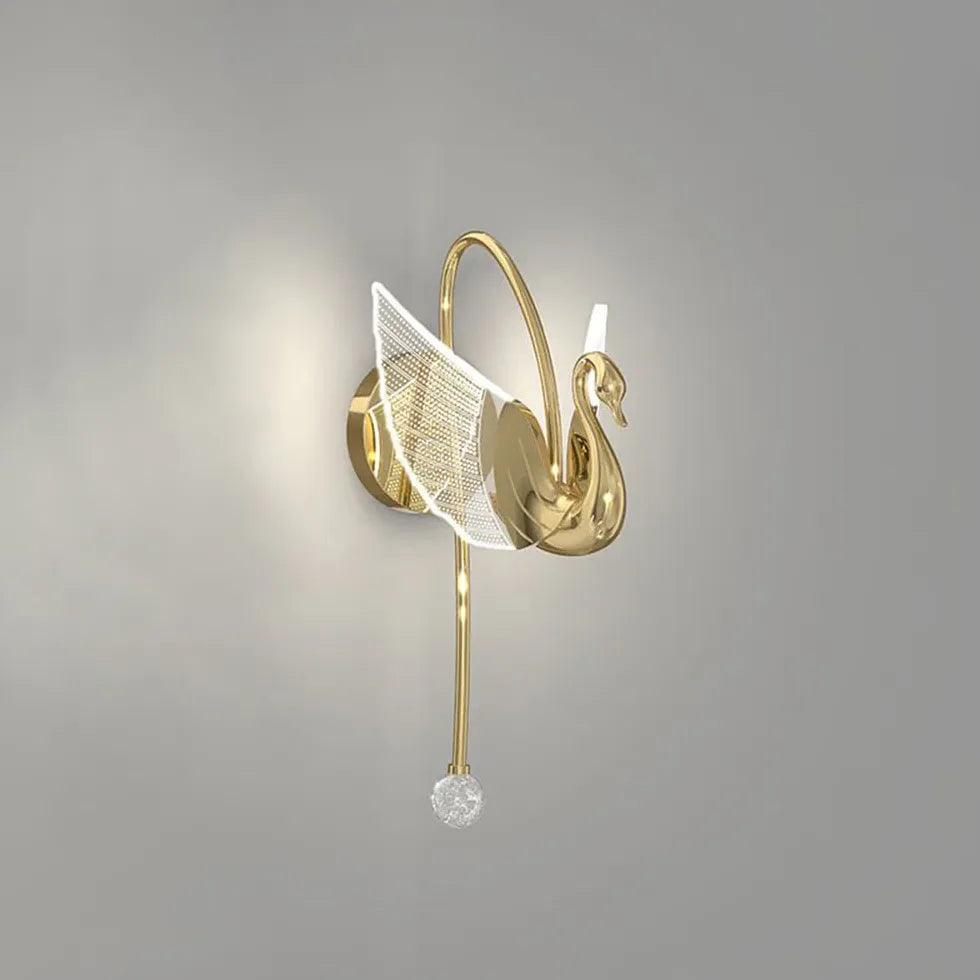 Swan Modern Gold Plug in Wall Lights - Clowas