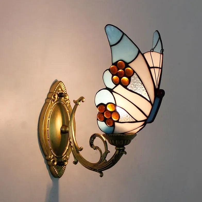 Tiffany Wall Sconce Butterfly Glass - Clowas