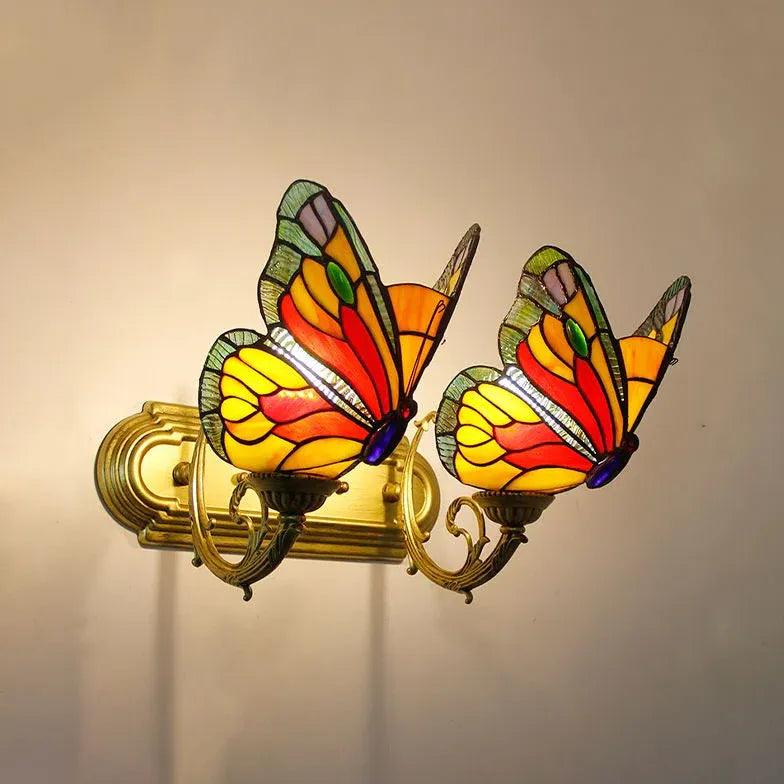 Tiffany Wall Sconce Butterfly Glass - Clowas