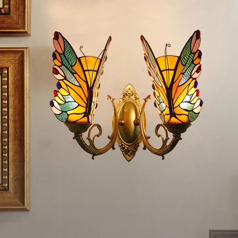 Tiffany Wall Sconce Butterfly Glass - Clowas