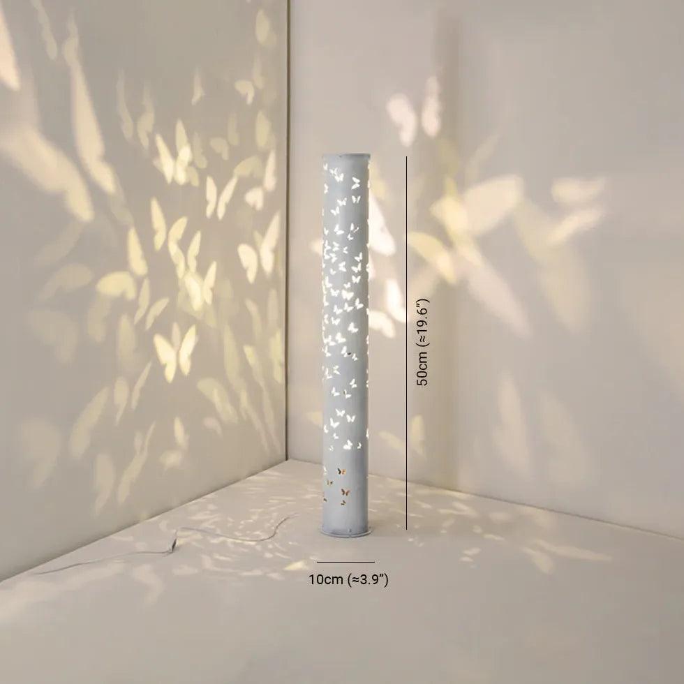 Cylindrical Butterfly Hollow Metal Black Floor Lamp - Clowas