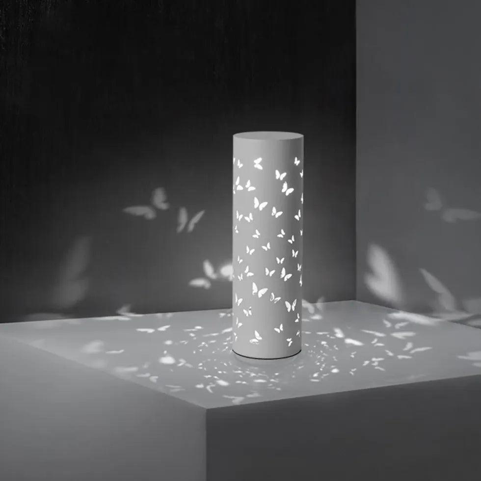 Cylindrical Butterfly Hollow Metal Black Floor Lamp - Clowas