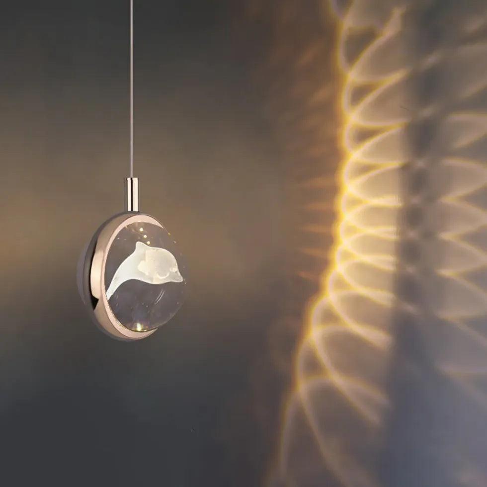 Circular Mirror Art Bedroom Gold Pendant Light - Clowas